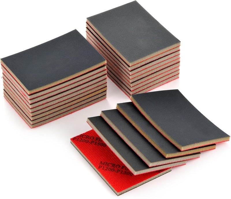 MAXMAN 20PCS Sanding Sponge Set,1200-1500 Grit Soft Foam Hand Sander Block,3x4 Inch Wet Dry Sandpaper,Ultra Fine Sandpaper Sponge,Reusable Sanding Pads for Metal Wood Furniture Model Drywall Polishing - Image 1